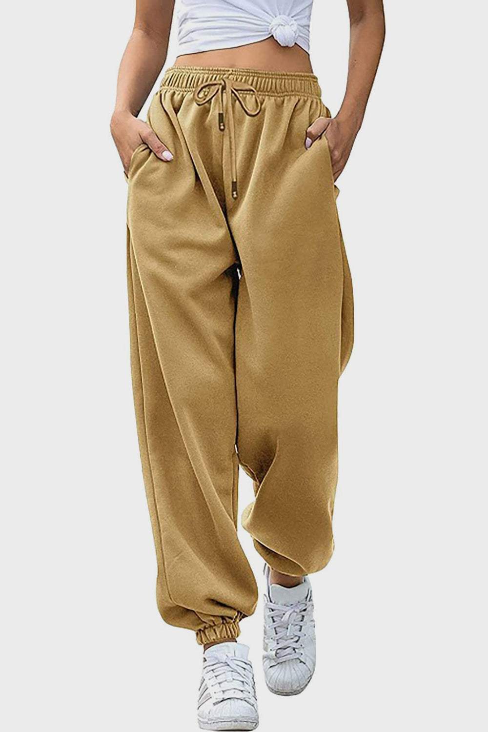 Elastic Waist Joggers with Pockets - Trendsi - Flyclothing LLC
