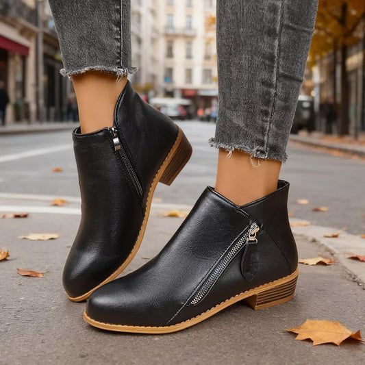 Size Zipper Block Heels Boots - Trendsi - Flyclothing LLC