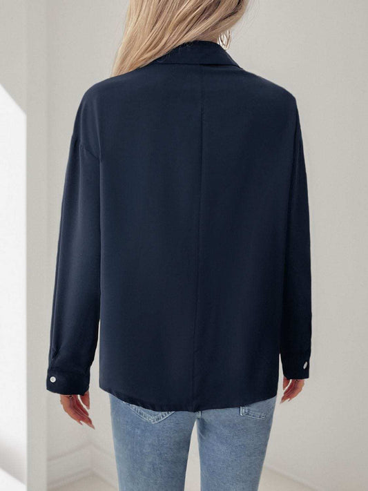 Perfee Buttoned Down Long Sleeve Shirt - Trendsi - Flyclothing LLC