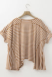 Stripe Batwing Sleeve Round Neck Oversized Top - Trendsi