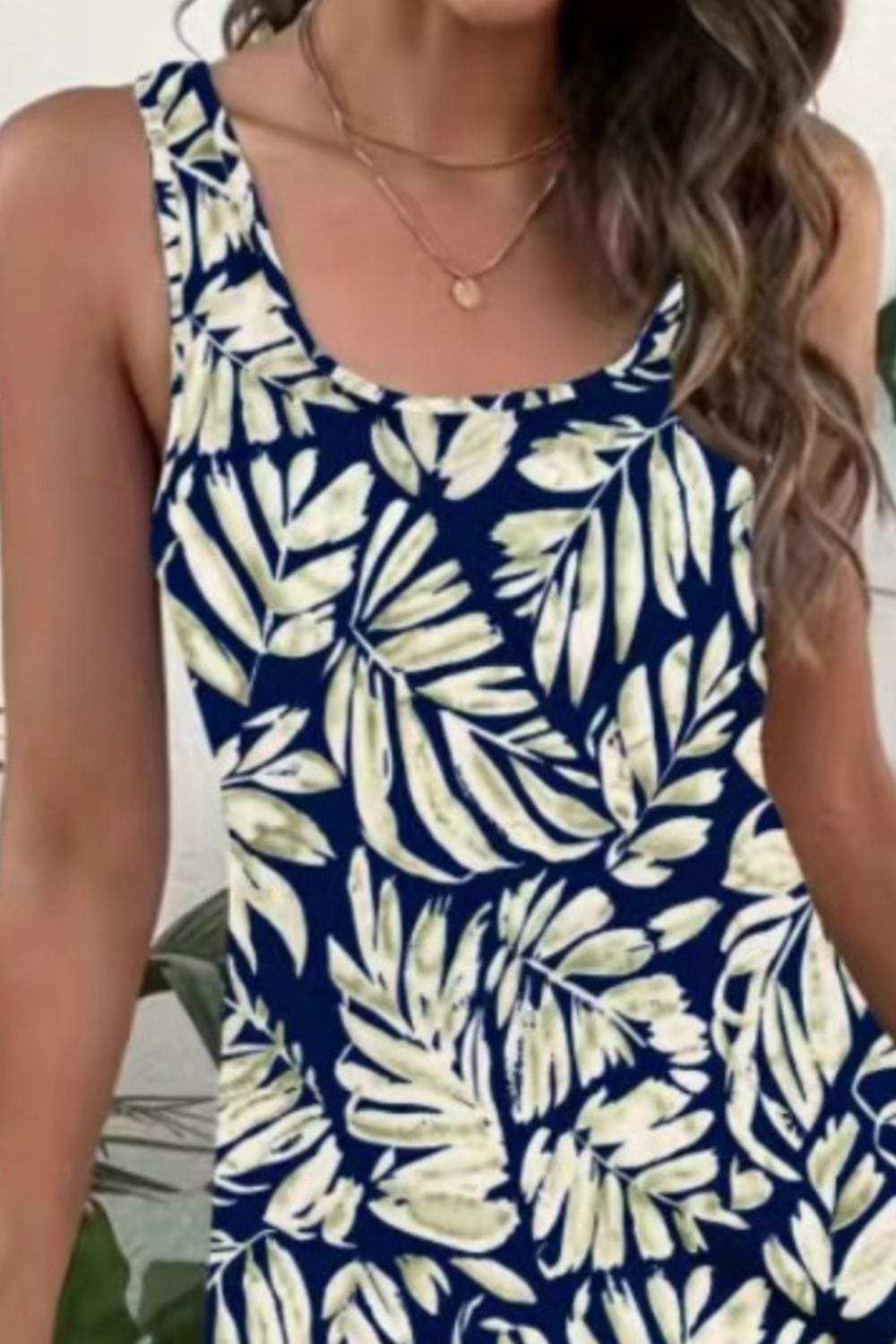 Printed Scoop Neck Wide Strap Mini Dress - Trendsi - Flyclothing LLC