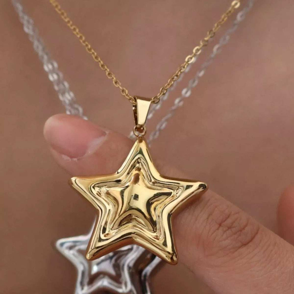 Stainless Steel Zircon Star Necklace - Trendsi - Flyclothing LLC
