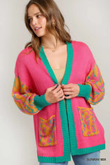 Umgee Animal Print Open Front Sweater Cardigan - Trendsi - Flyclothing LLC