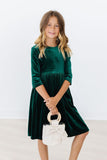 Hunter Green Velvet Twirl Dress - Mila & Rose ®