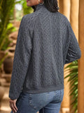 Textured Quarter Snap Long Sleeve Sweatshirt - Trendsi