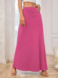 Solid Elastic Waist Maxi Skirt - Trendsi - Flyclothing LLC