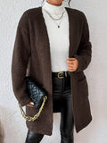 Open Front Long Sleeve Winter Coat - Trendsi