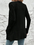 Pocketed Open Front Long Sleeve Cardigan - Trendsi