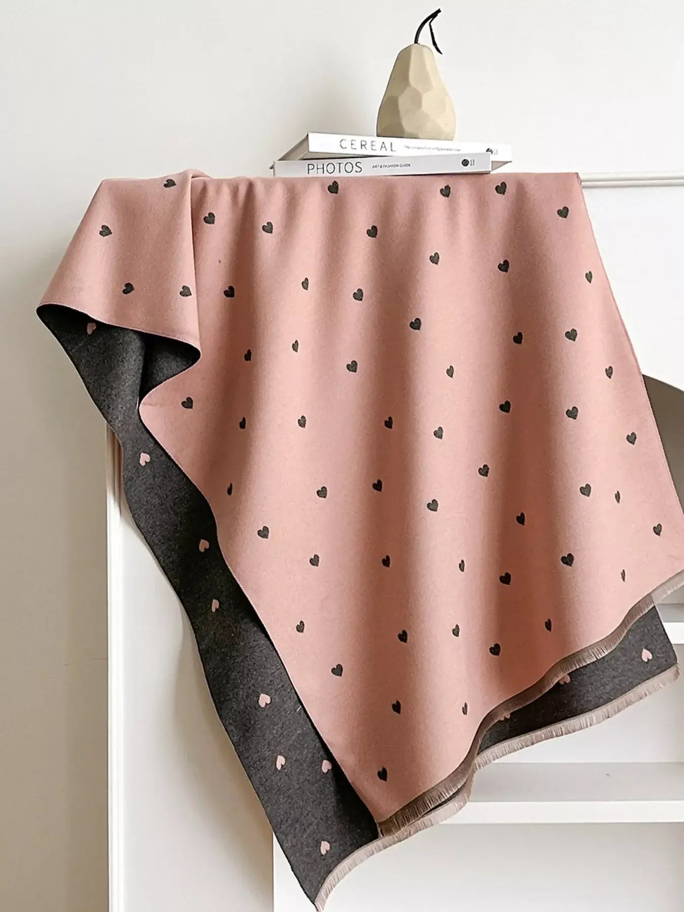Heart Raw Hem Scarf - Trendsi - Flyclothing LLC