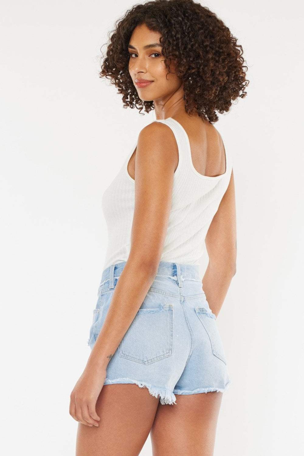 Kancan Distressed Button Fly Denim Shorts - Trendsi - Flyclothing LLC