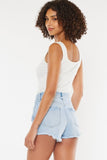 Kancan Distressed Button Fly Denim Shorts - Trendsi