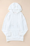 Distressed Drawstring Long Sleeve Hoodie - Trendsi