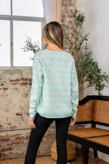 Sew In Love Full Size Wave Stripe Contrast Long Sleeve Sweater - Trendsi - Flyclothing LLC