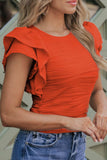 Textured Round Neck Cap Sleeve Top - Trendsi - Flyclothing LLC