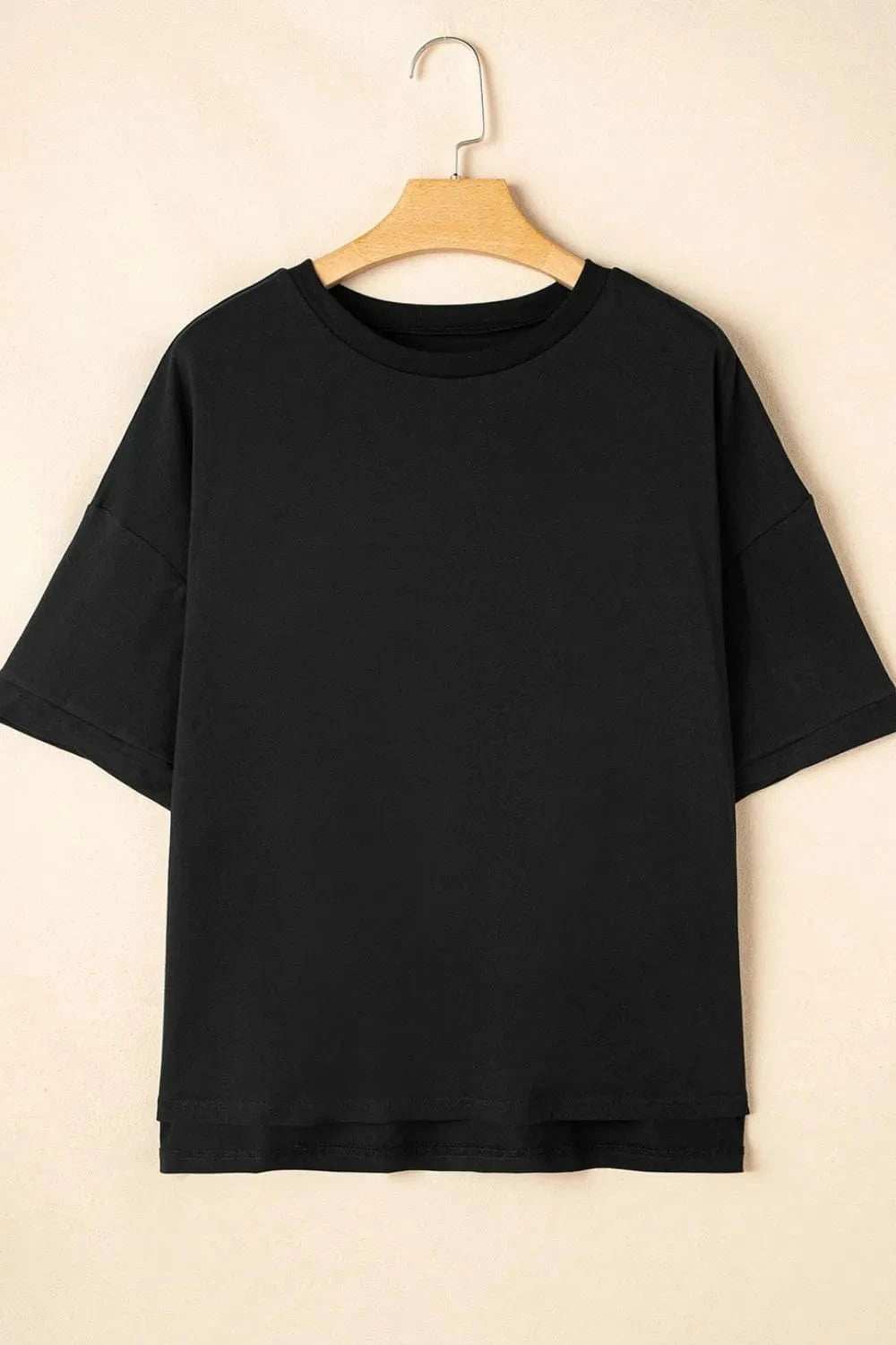 Loose Half Sleeve Hi Low Hem T Shirt - Trendsi - Flyclothing LLC