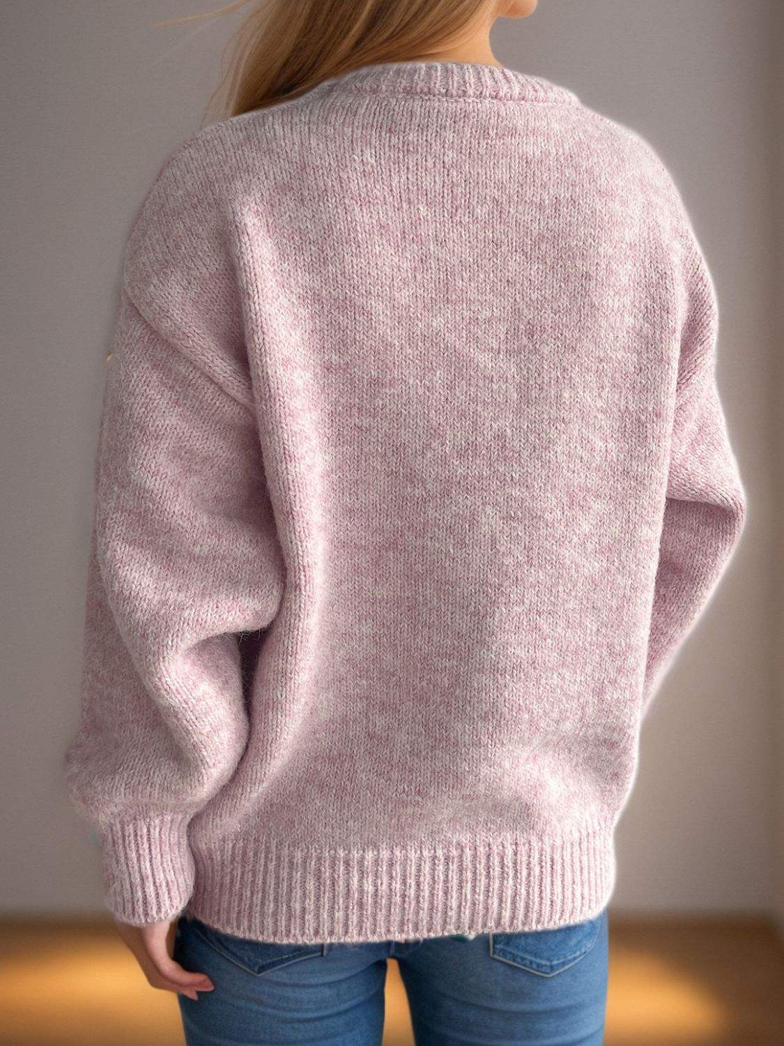 Round Neck Long Sleeve Sweater - Trendsi - Flyclothing LLC