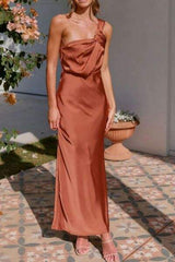 One Shoulder Sleeveless Maxi Dress - Trendsi - Flyclothing LLC