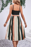 Tied Striped Spaghetti Strap Dress - Flyclothing LLC