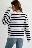 Striped Button Down Long Sleeve Cardigan - Trendsi