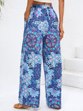 Geometric Wide Leg Pants with Pockets - Trendsi