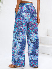 Geometric Wide Leg Pants with Pockets - Trendsi