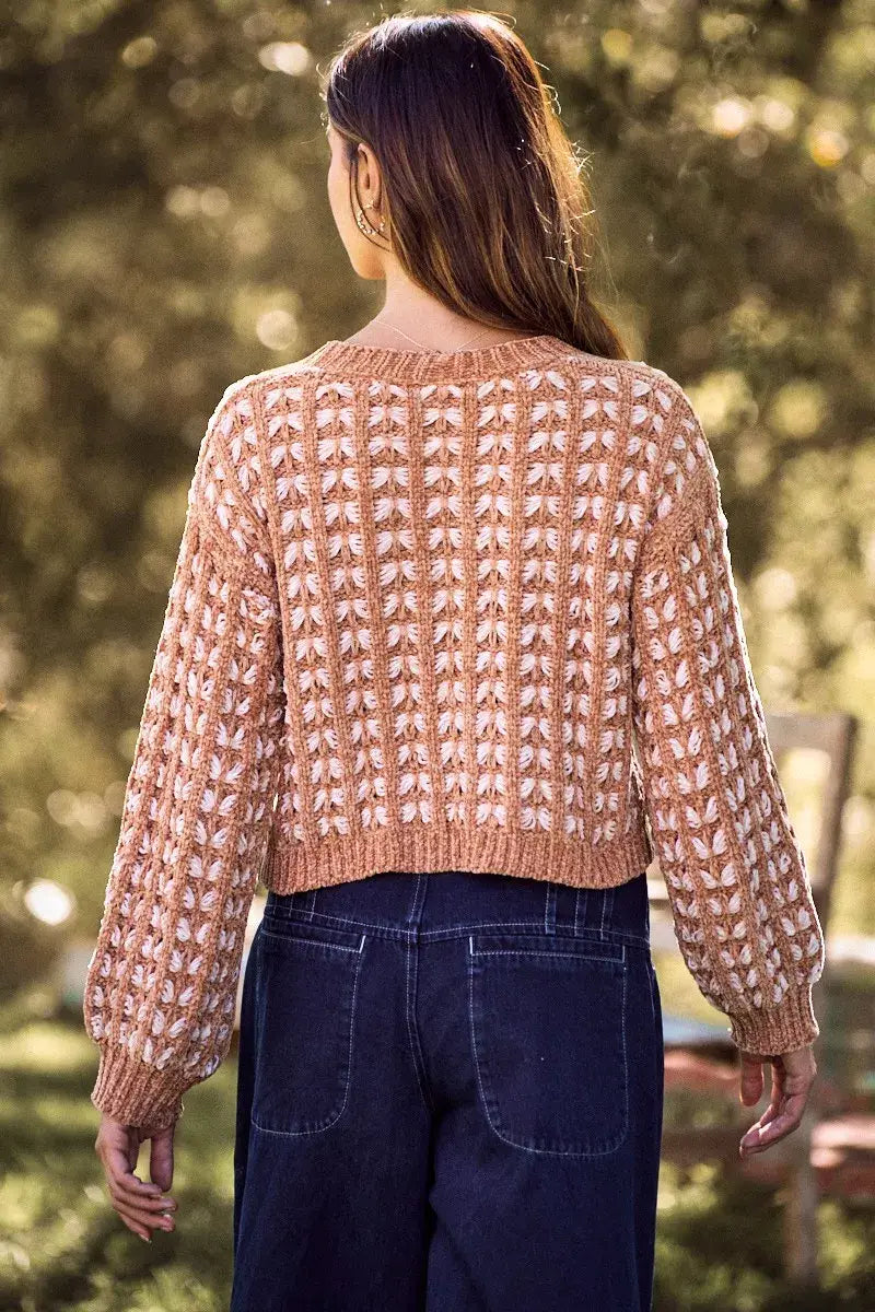 SO ME Soft Chenille Yarn Textur Button Sweater Cardigan - Trendsi - Flyclothing LLC