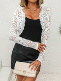 Lace Open Front Long Sleeve Cover Up - Trendsi - Flyclothing LLC