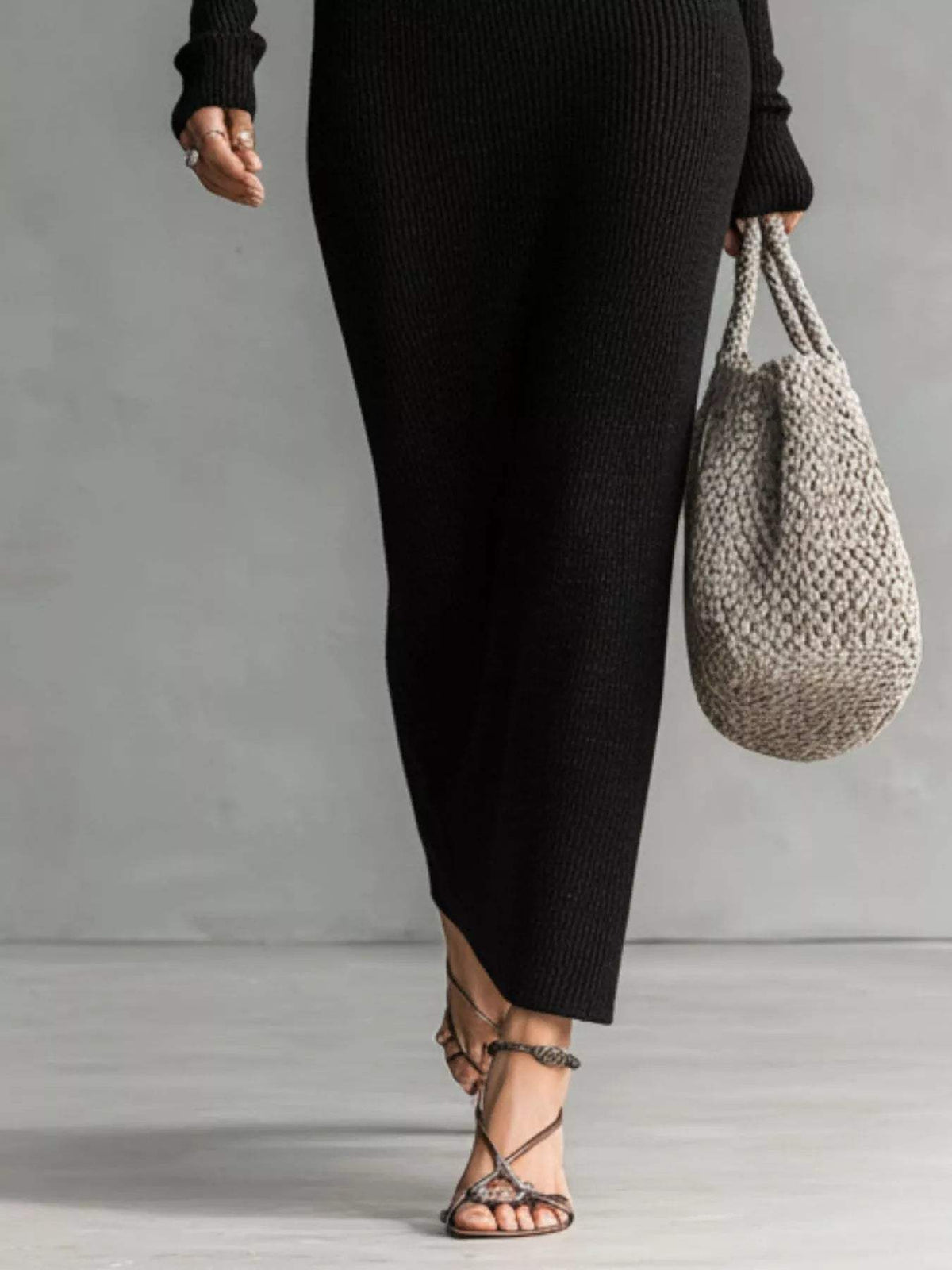 Hooded Knit Maxi Dress with Button-Up Placket and Chest Pockets - Trendsi - Flyclothing LLC
