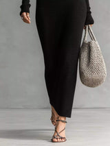 Hooded Knit Maxi Dress with Button-Up Placket and Chest Pockets - Trendsi - Flyclothing LLC