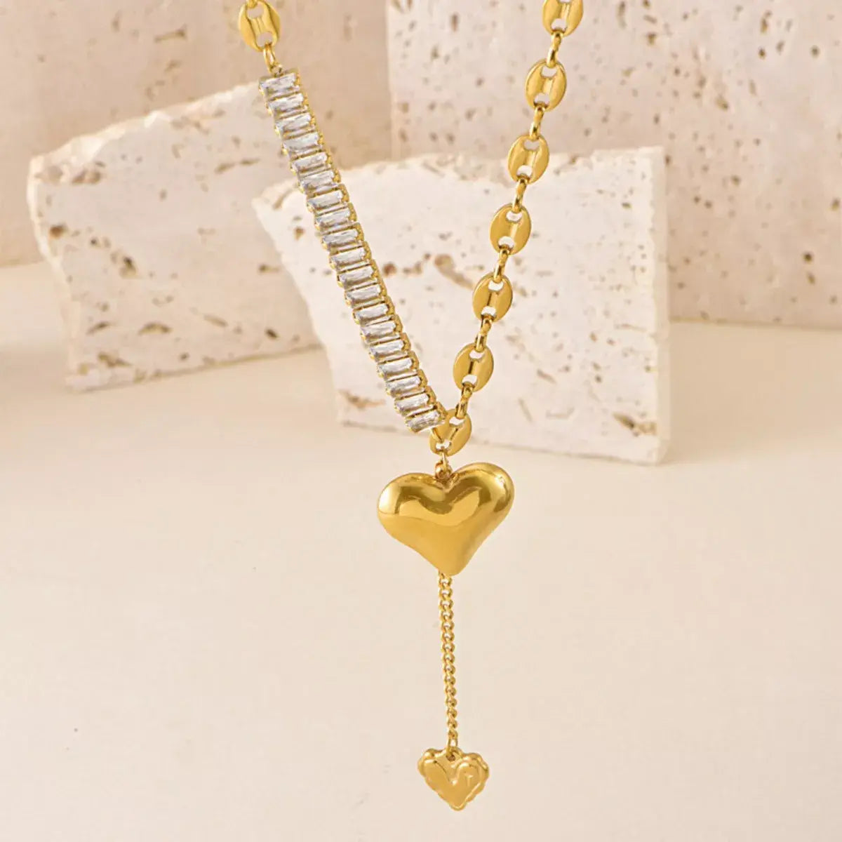 18K Gold-Plated Heart Necklace - Trendsi - Flyclothing LLC