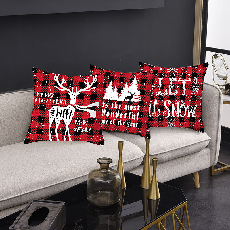 Merry Christmas Cushion Cover 45cm Elk Santa Claus Short Plush Sofa Pillow Cover Home Decor Pillowcase Christmas Decoration - My Store - Flyclothing LLC