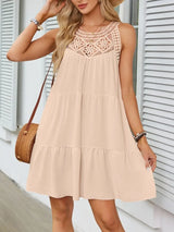 Ruffled Hem Lace Sleeveless Dress - Trendsi - Flyclothing LLC