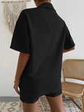 Button Up Short Sleeve Shirt and Shorts Set - Trendsi