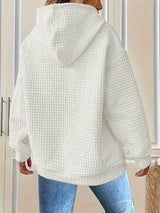 Textured Knit Drawstring Hoodie - Trendsi - Flyclothing LLC