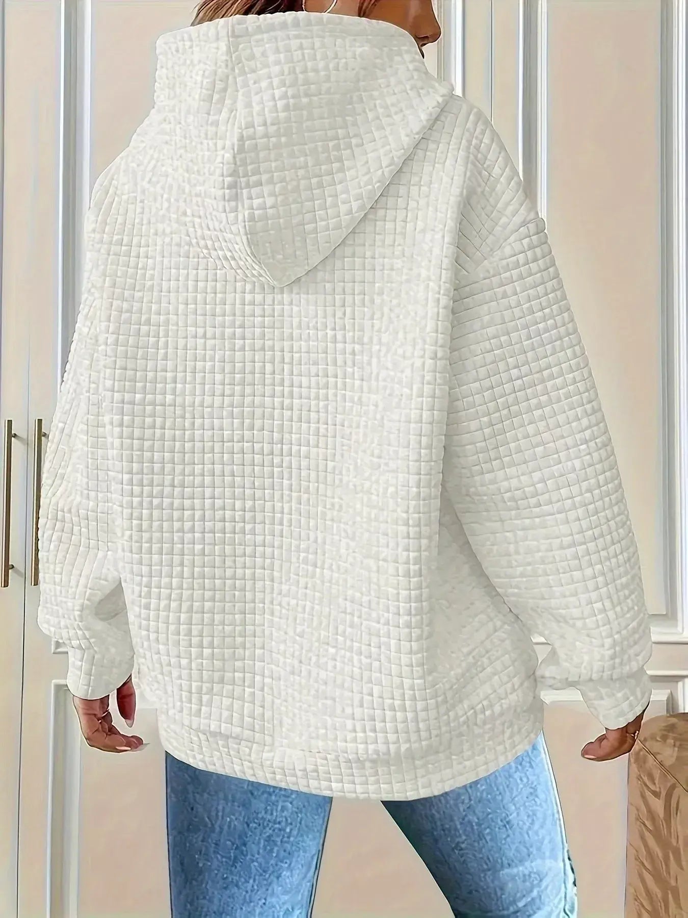 Textured Knit Drawstring Hoodie - Trendsi - Flyclothing LLC