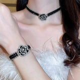 Alloy Crystal Rose Necklace - Trendsi - Flyclothing LLC