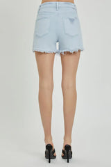 RISEN Full Size High Rise Distressed Detail Denim Shorts - Trendsi - Flyclothing LLC