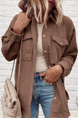 Pocketed Button Up Dropped Shoulder Shacket - Trendsi - Flyclothing LLC