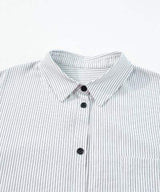 Striped Collared Neck Long Sleeve Shirt - Trendsi - Flyclothing LLC