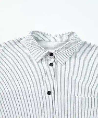 Striped Collared Neck Long Sleeve Shirt - Trendsi - Flyclothing LLC