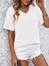 V-Neck Dropped Shoulder T-Shirt - Trendsi - Flyclothing LLC