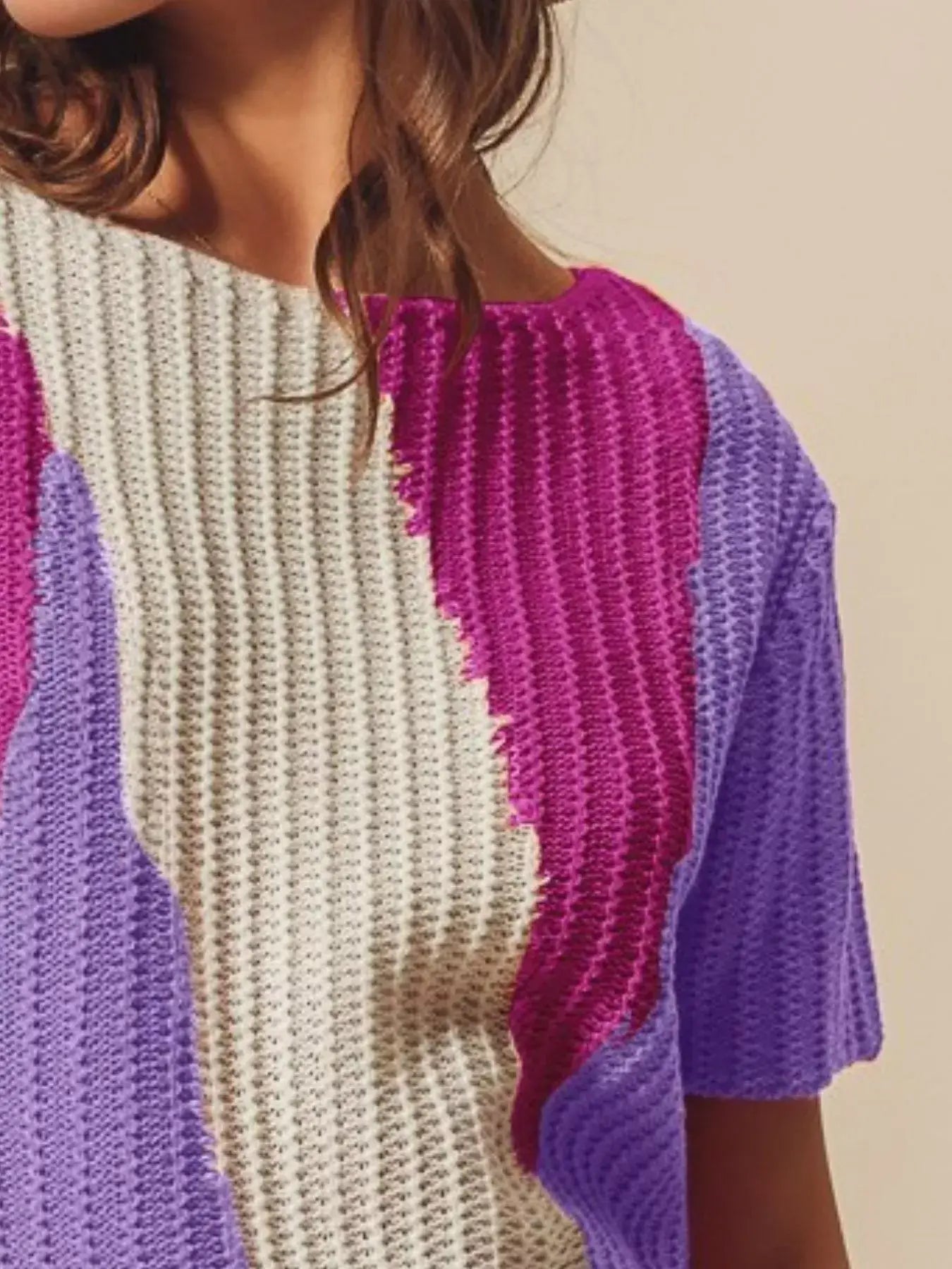 SO ME Boat Neck Multi Colored Lightweight Sweater Top - Trendsi - Flyclothing LLC