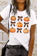 Pumpkin Round Neck Short Sleeve T-Shirt - Trendsi - Flyclothing LLC