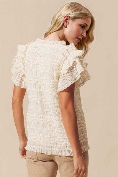 Oh Full Size Frill Notched Flounce Sleeve Blouse - Trendsi - Flyclothing LLC