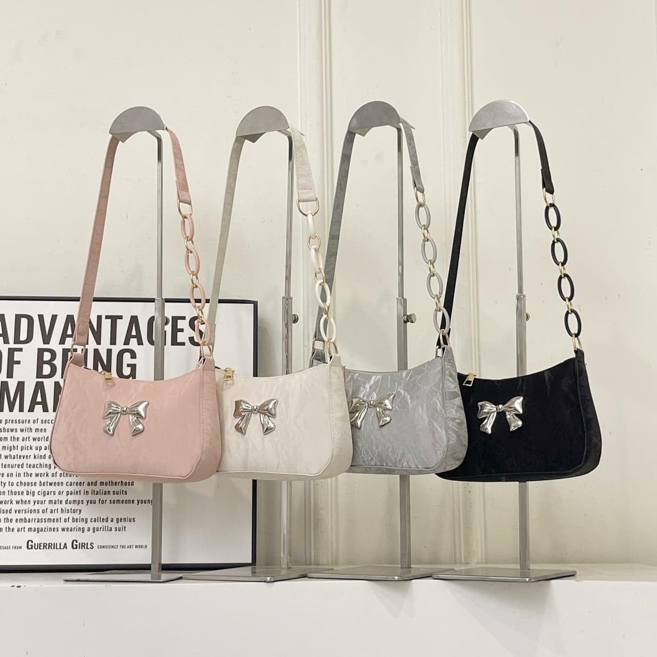 Bow PU Leather Shoulder Bag - Trendsi