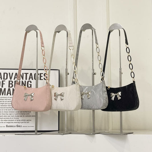 Bow PU Leather Shoulder Bag - Trendsi