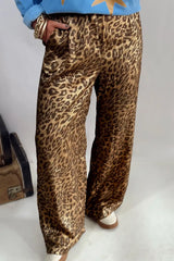 Multicolour Leopard Print Western Style Wide Leg Full Length Pants - Trendsi - Flyclothing LLC
