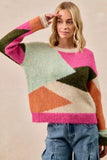 BiBi Multi Color Block Sweater Top - Trendsi - Flyclothing LLC