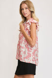 Umgee Full Size Botanical Print Babydoll Top Plus Size - Trendsi