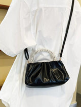 Pearl Handle Ruched Crossbody Bag - Trendsi - Flyclothing LLC